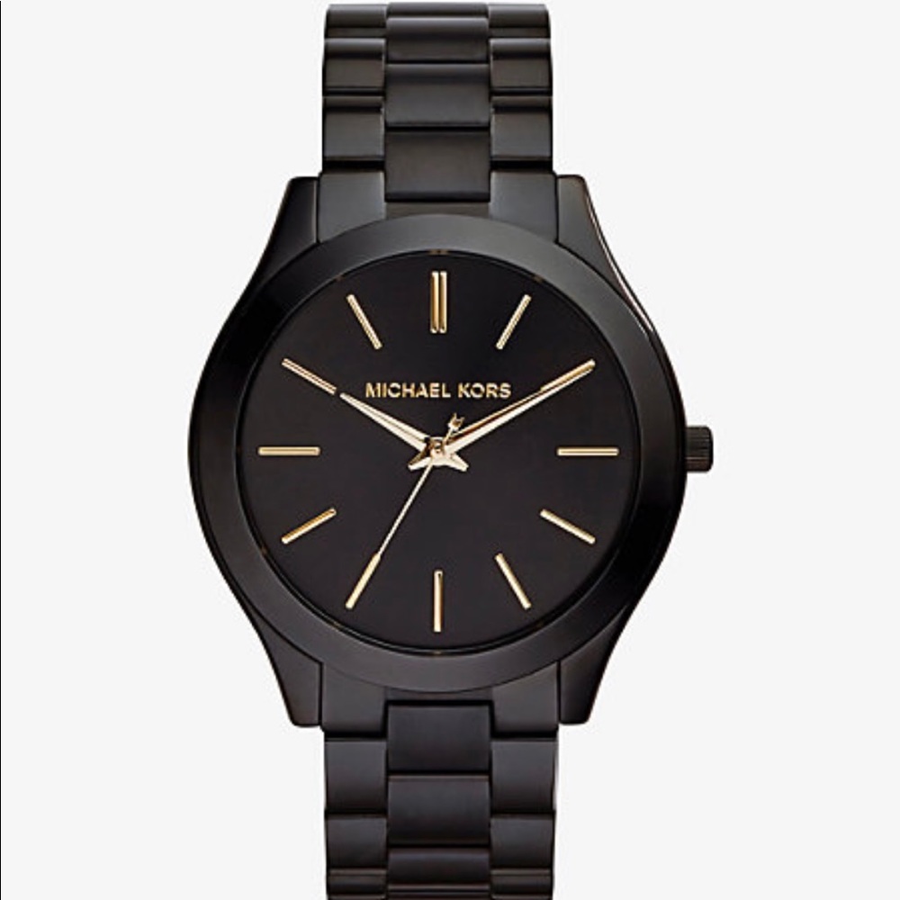 Michael Kors Black & Gold Stainless Steel 3-hand Watch